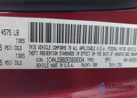 2014 Jeep Compass Sport from USA, damaged, VIN 1C4NJDBB2ED828334